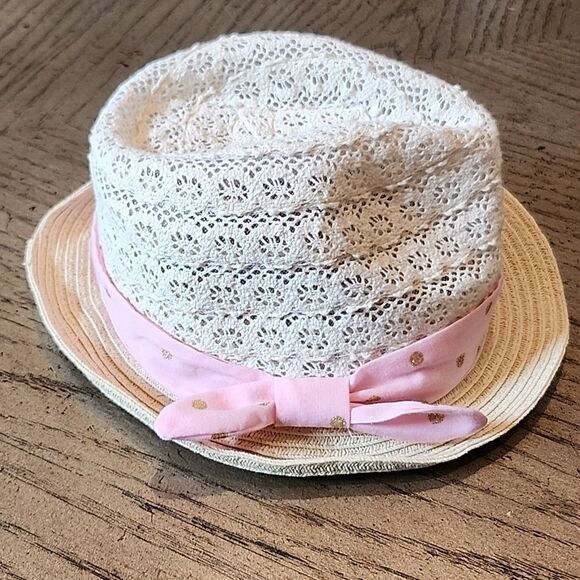 Addie and Tate toddler woven hat pink and tan - Picture 6 of 6
